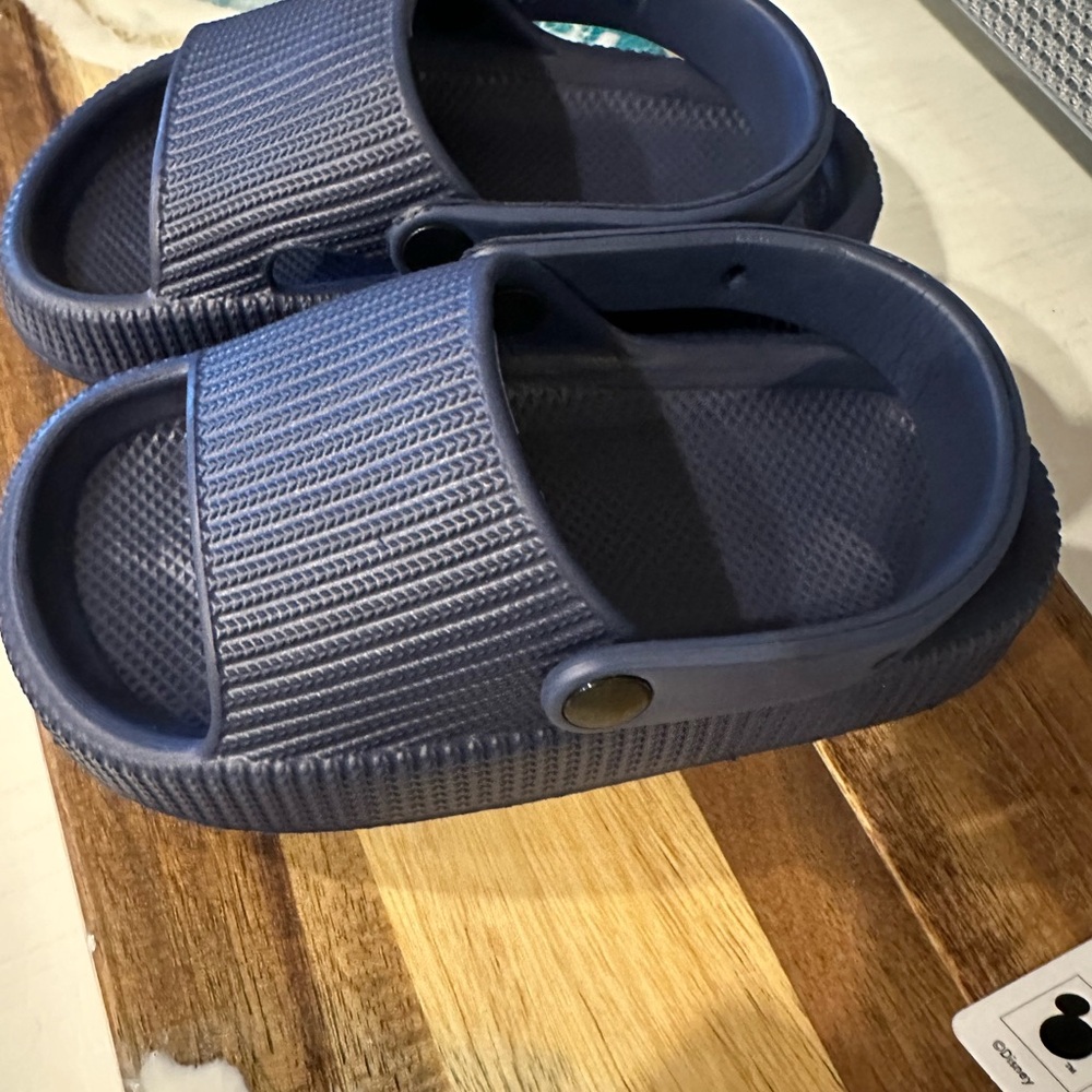 Kids Navy Slide Sandals